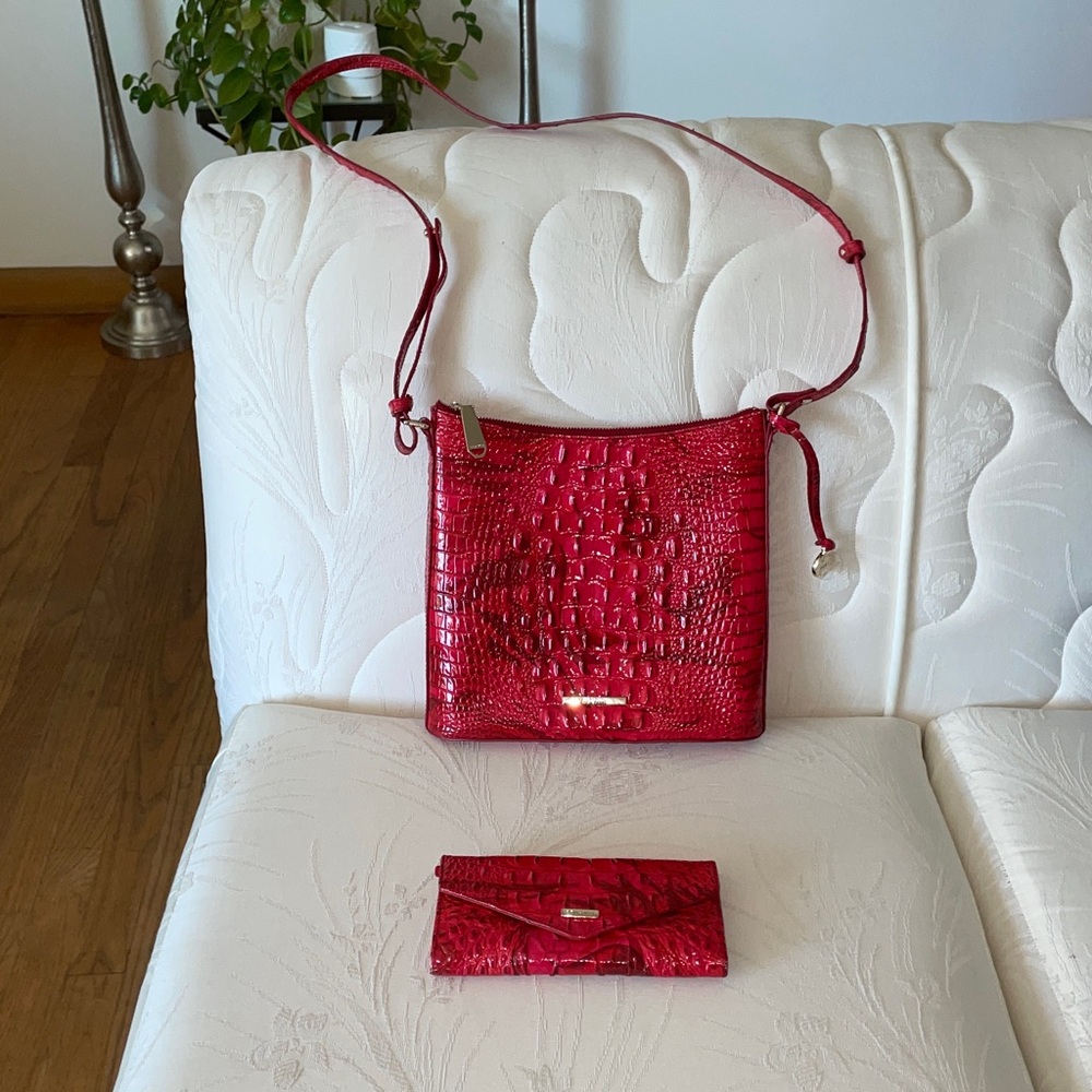 Brahmin Vibrant Red Croc-Embossed Bag